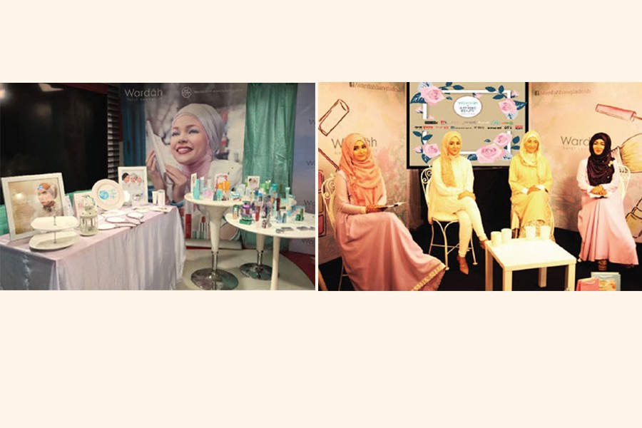 Participants (right) at the talk show on Wardah Inspiring Beauty as the entity is now promoting halal cosmetics (left) in Bangladesh	— WARDAH Photos