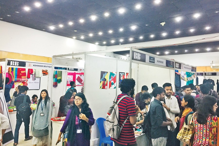 Visitors at an exposition on e-commerce that began on the BRAC University campus on Sunday