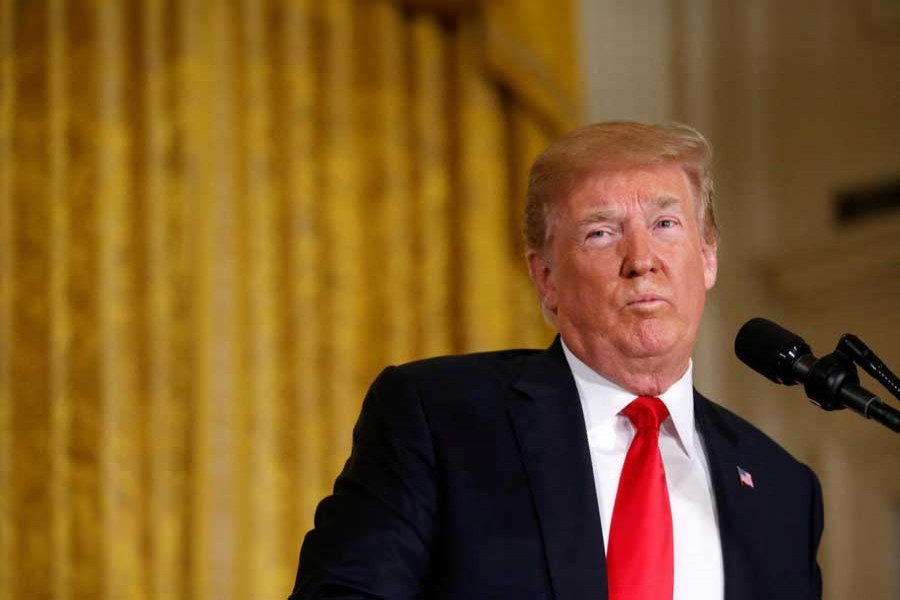 US President Donald Trump addresses a meeting of the National Space Council in the East Room of the White House in Washington, US, June 18, 2018. Reuters