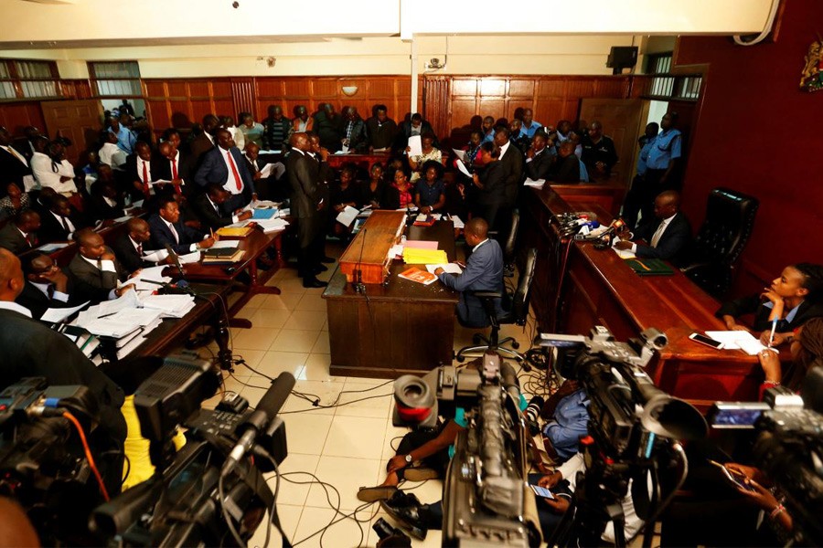 A general view shows the proceedings inside the Mililani Law Courts where Kenyan government officials were charged amid an investigation into the theft of public funds, in Nairobi, Kenya May 29, 2018. Reuters.