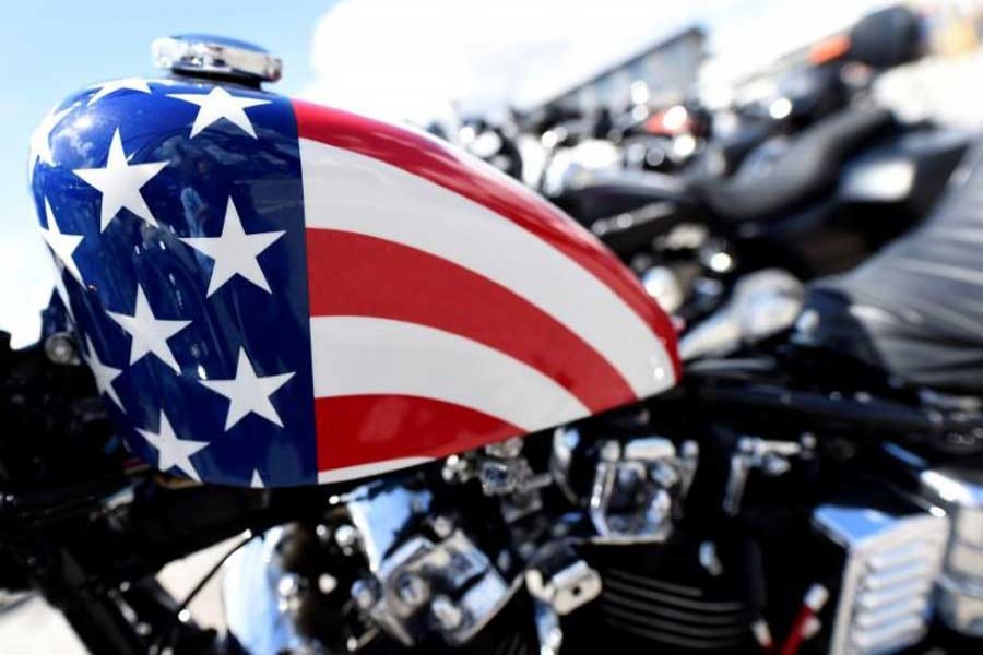 Harley-Davidson bikes are seen at the "Hamburg Harley-Days" in Hamburg, Germany, June 22, 2018. Reuters