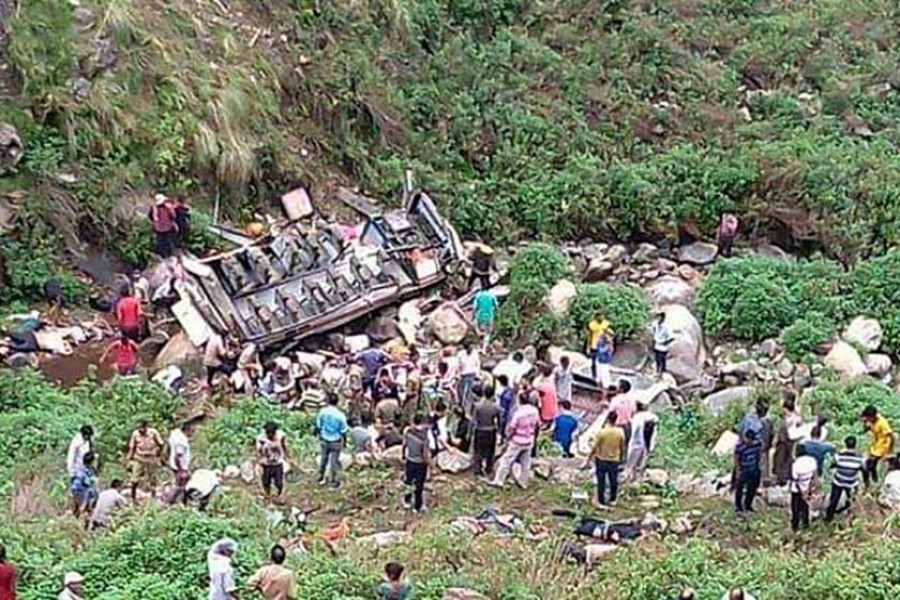 About 50 passengers were travelling in the 28-seater mini bus - NDTV photo