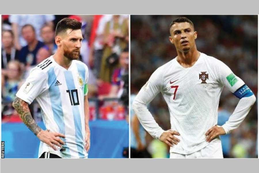 Lionel Messi, left, and Cristiano Ronaldo, right, are almost certainly finished with the World Cup for their stellar careers. 	—Photo: Reuters