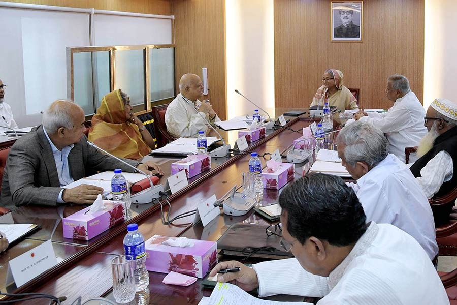 Prime Minister Sheikh Hasina presiding over the weekly meeting of the cabinet at Bangladesh Secretariat on Monday. -Focus Bangla Photo