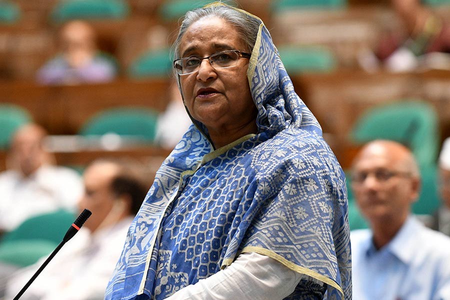 Prime Minister Sheikh Hasina replying a question from lawmakers on Wednesday in the parliament.  -Focus Bangla Photo
