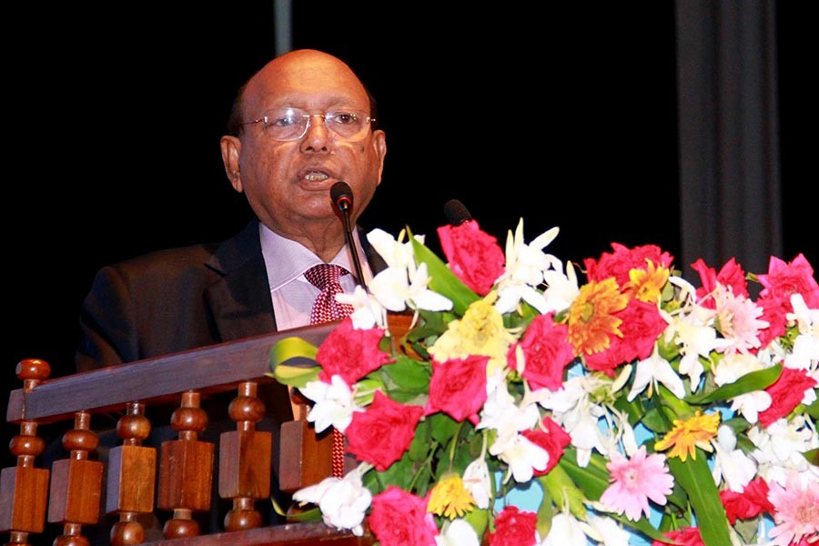 Commerce Minister Tofail Ahmed addressing the National Export Trophy distribution ceremony on Sunday. -Focus Bangla Photo