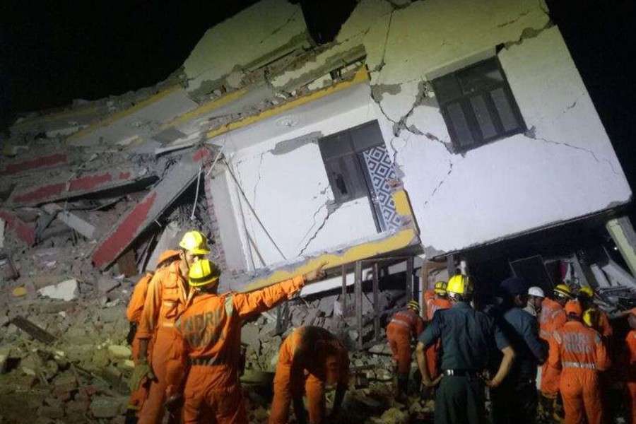 Rescue operations are underway after two buildings collapsed in Greater Noida on Tuesday night - TOI photo