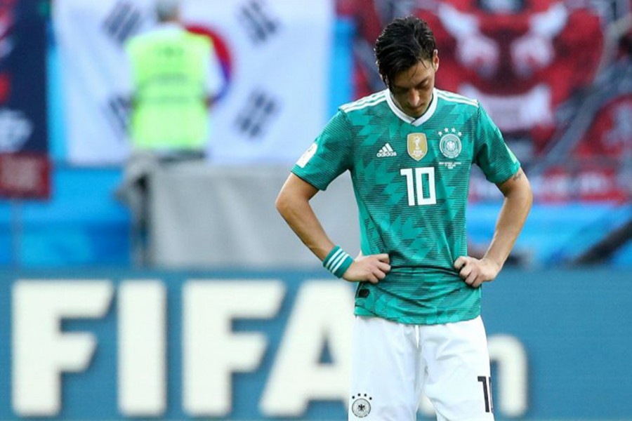 Germany's Mesut Ozil cuts a dejected figure after the defeat against South Korea in the Russia World Cup — Reuters/File