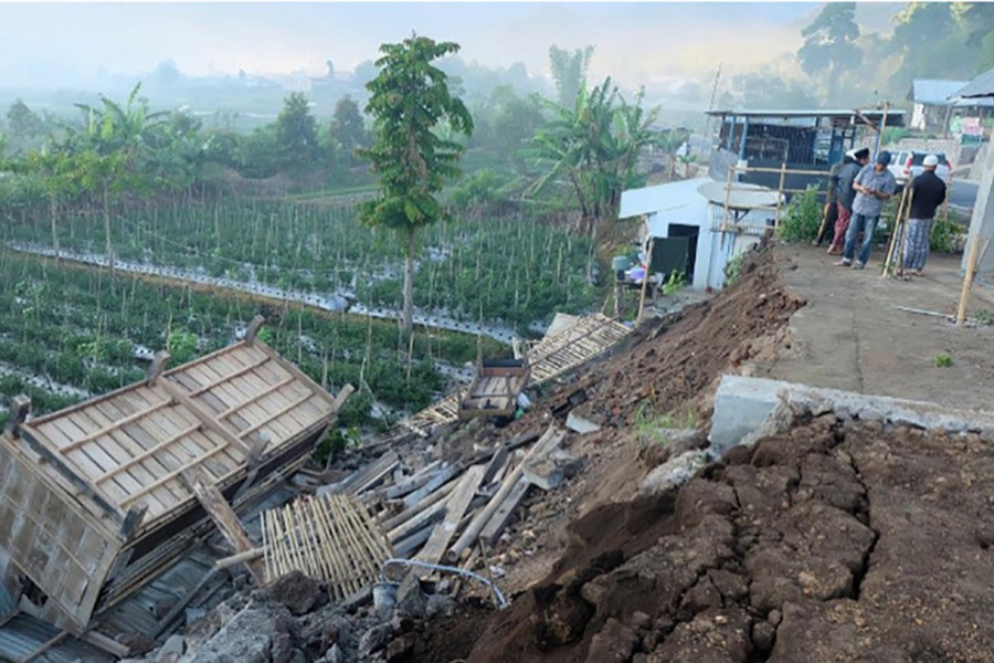 Damages seen following an earthquake in Lombok, Indonesia, on Sunday. Picture obtained from social media — via Reuter