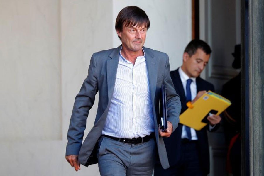 French Minister for Ecological and Inclusive Transition Nicolas Hulot leaves the Elysee Palace after the weekly cabinet meeting in Paris, France, September 14, 2017 - Reuters file photo
