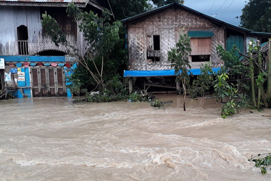 A flooded area after a dam breach is seen near Swar township in Myanmar on Wednesday — Reuters photo