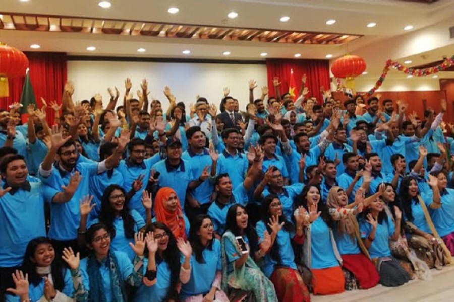 Bangladeshi students at the cultural exchange programme for visiting China in September. File photo