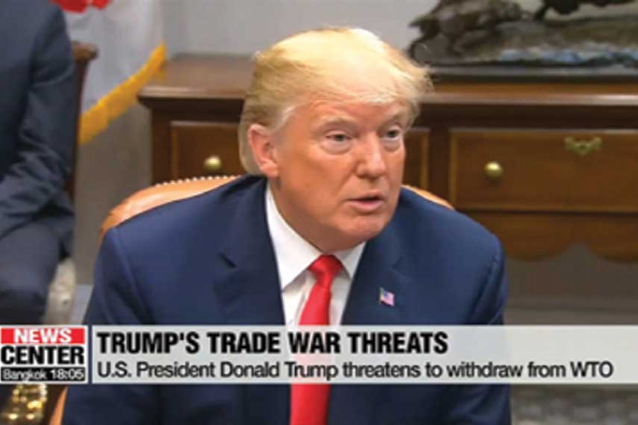 CNN breaks the news on August 31, 2018, quoting Bloomberg, that  President Donald Trump has threatened to withdraw from WTO   