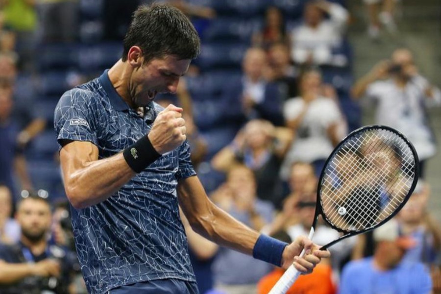 Novak Djokovic of Serbia celebrates his quarter-final win over John Millman of Australia on day ten of the 2018 US Open on Wednesday — USA Today Sports photo via Reuters