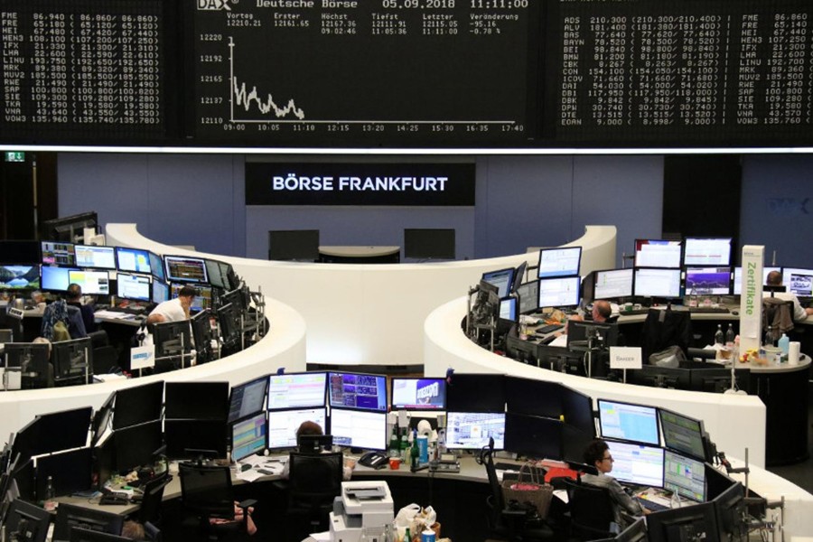 The German share price index DAX graph is pictured at the stock exchange in Frankfurt, Germany on Wednesday — Reuters photo