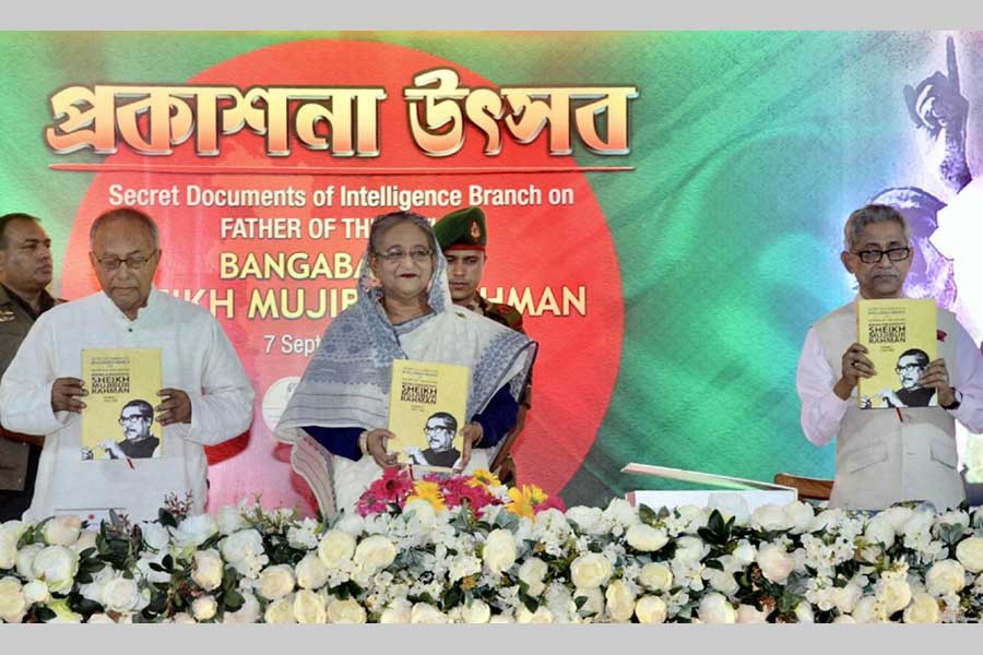 PM unveils book containing intelligence documents on Bangabandhu