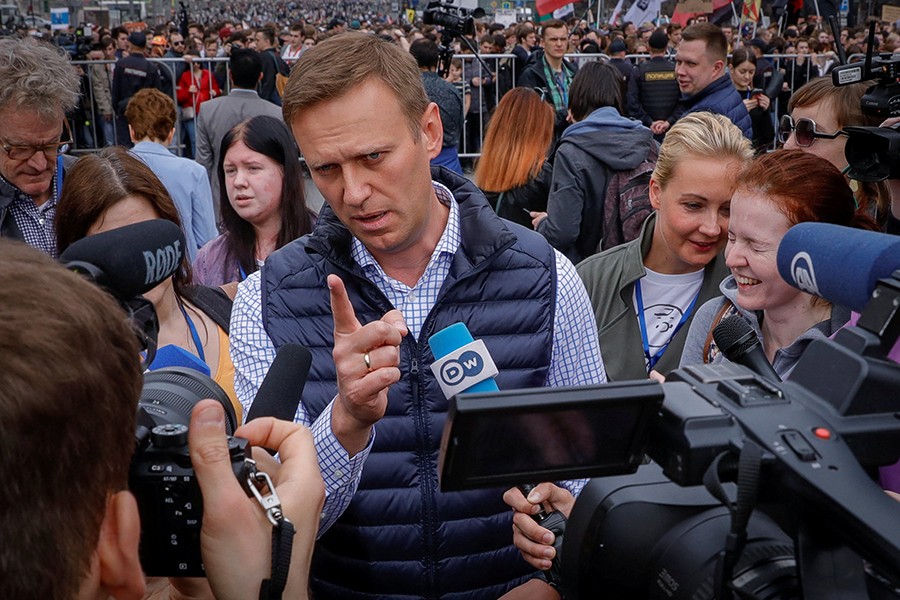 Russian opposition leader Alexei Navalny attends a rally in protest against court decision to block the Telegram messenger because it violated Russian regulations, in Moscow, Russia on April 30 last — Reuters/File