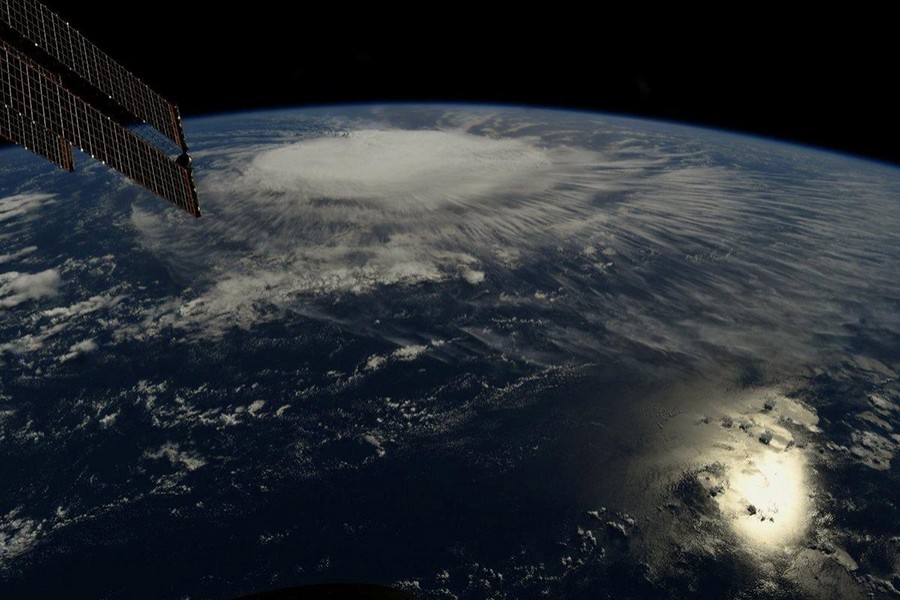 A photo taken from the International Space Station by astronaut Ricky Arnold shows Hurricane Florence over the Atlantic Ocean in the early morning hours of Thursday last — NASA handout via Reuters