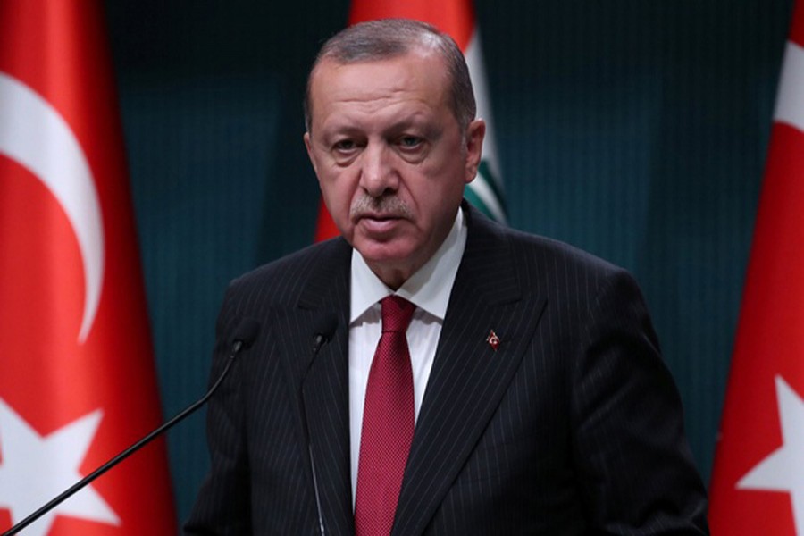 Turkish President Tayyip Erdogan attends a news conference in Ankara, Turkey, Aug 14, 2018. Reuters