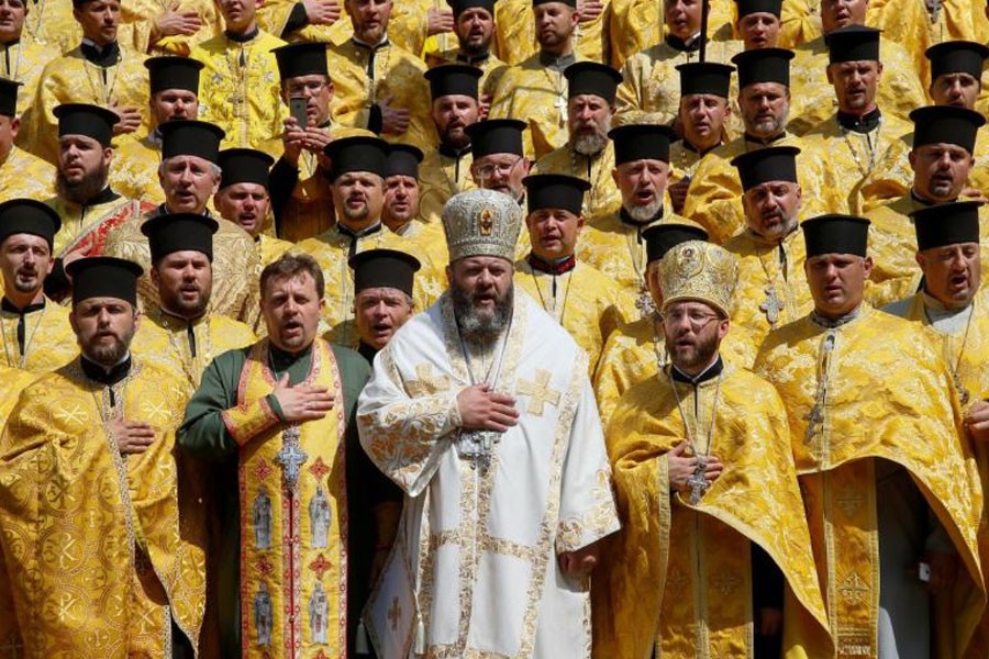 Clergymen of Ukrainian Orthodox Church of the Kiev Patriarchate take part in a ceremony marking the 1030th anniversary of the Christianisation of the country, which was then known as Kievan Rus', in Kiev, Ukraine July 28, 2018 – Reuters file photo