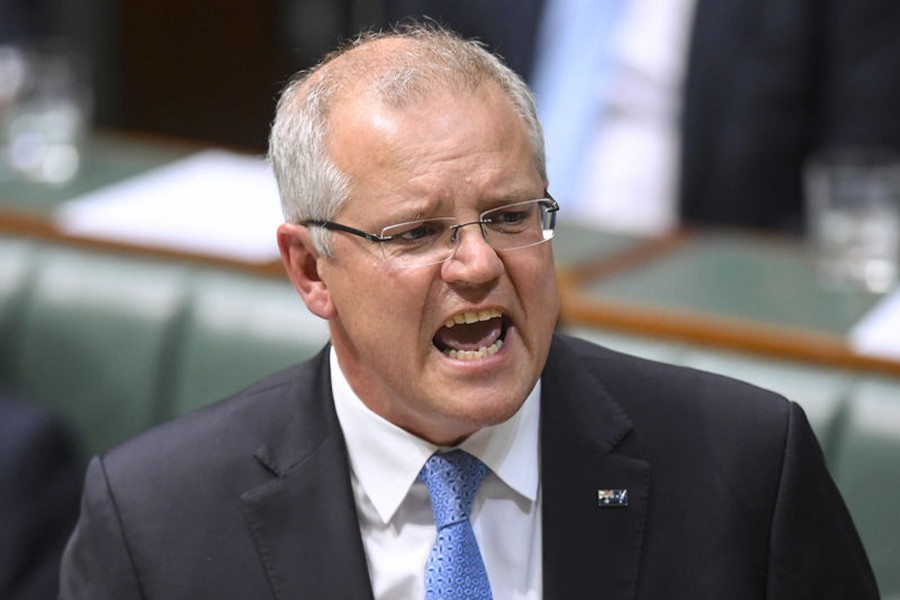 Australian Prime Minister Scott Morrison speaks in the House of Representatives at Parliament House in Canberra, Australia, September 10, 2018. Reuters photo