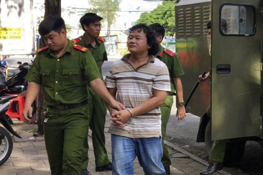 Doan Khanh Vinh Quang was convicted of ‘abuse of democratic freedom to infringe on the legitimate interests of the state’ by the People’s Court in Ninh Kieu District in Vietnam’s Can Tho province - Vietnam News Agency via AP