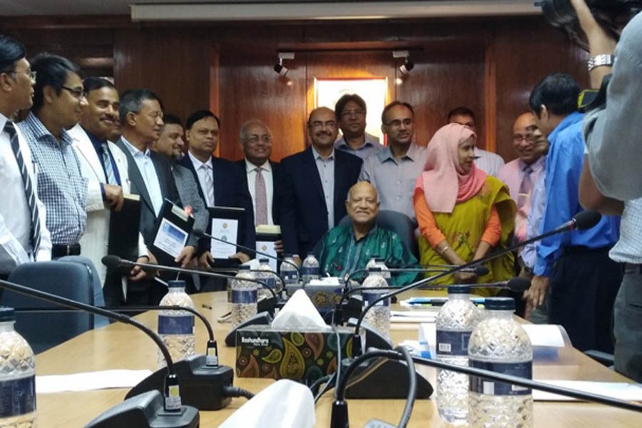 Finance Minister AMA Muhith presides over the agreement signing ceremony. Photo: Collected