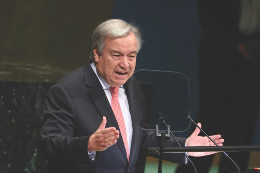 United Nations Secretary General Antonio Guterres delivers the opening address at the 73rd session of the United Nations General Assembly at U.N. headquarters in New York on September 26, 2018: he said, "Our world is suffering from a bad case of 'Trust Deficit Disorder'. People are feeling troubled and insecure. Trust is at a breaking point. Trust in national institutions. Trust among states. Trust in the rules-based global order. Within countries, people are losing faith in political establishments, polarization is on the rise and populism is on the march. Among countries, cooperation is less certain and more difficult. Divisions in the Security Council are stark.Trust in global governance is also fragile… We need renewed commitment to a rules-based order, with the United Nations at its centre and with the different institutions and treaties that bring the Charter to life." 	—Photo: Reuters