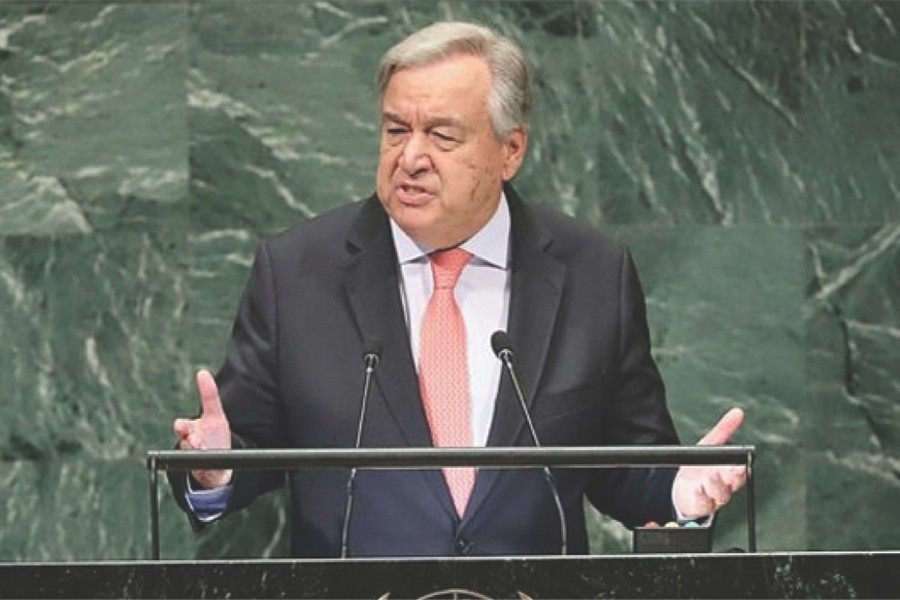 SECRETARY GENERAL OF THE UNITED NATIONS ANTONIO GUTERRES ADDRESSES THE 73RD UN GENERAL ASSEMBLY MEETING ON SEPTEMBER 25, 2018 IN NEW YORK CITY: "The Rohingya issue drew the attention of all the delegations present. This was partly generated through the UN Secretary-General Antonio Guterres' active interest with regard to this subject"      —Photo: AFP   