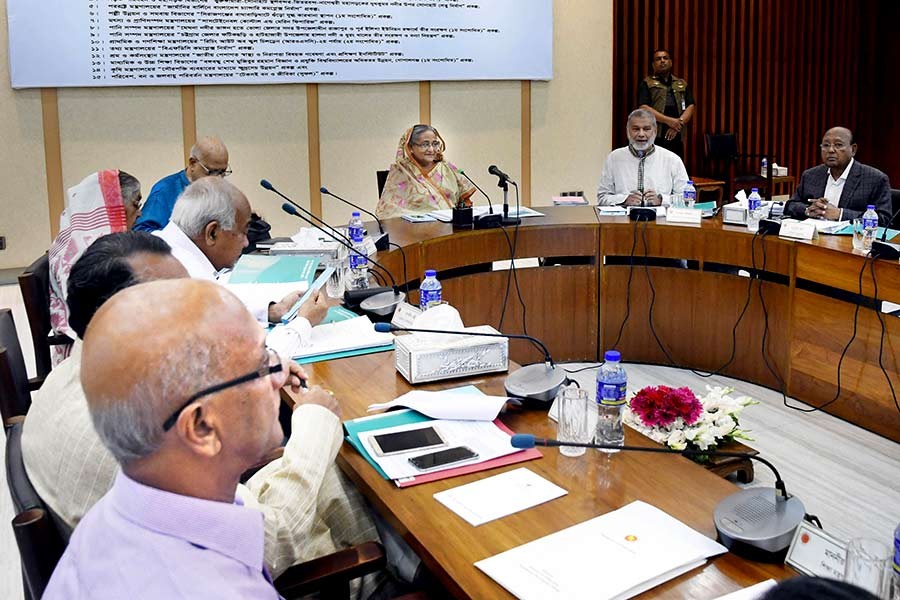 Prime Minister Sheikh Hasina presiding over the ECNEC meeting on Tuesday at NEC conference room in Dhaka. -Focus Bangla Photo