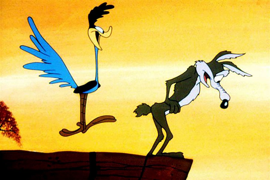 Wile E. Coyote and the Road Runner are a duo of characters from the Looney Tunes and Merrie Melodies series of cartoons. In the cartoons, the Coyote repeatedly attempts to catch and subsequently eat the Road Runner, a fast-running ground bird, but is never successful.      — Source:  Wikipedia