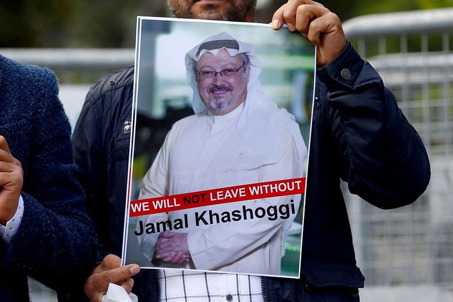 A demonstrator holding picture of Saudi journalist Jamal Khashoggi during a protest in front of Saudi Arabia's consulate in Istanbul recently. -Reuters Photo