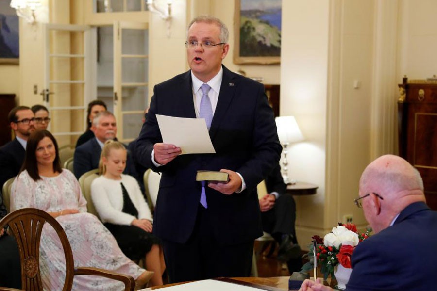 Australian Prime Minister Scott Morrison attends a swearing-in ceremony in Canberra, Australia August 24, 2018 - Reuters file photo