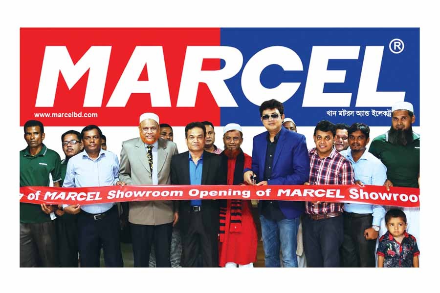 Marcel Brand Ambassador & famous film actor Amin Khan inaugurating the Exclusive Marcel showroom Khan Motors & Electronics in Phulpur upazila of Mymensingh