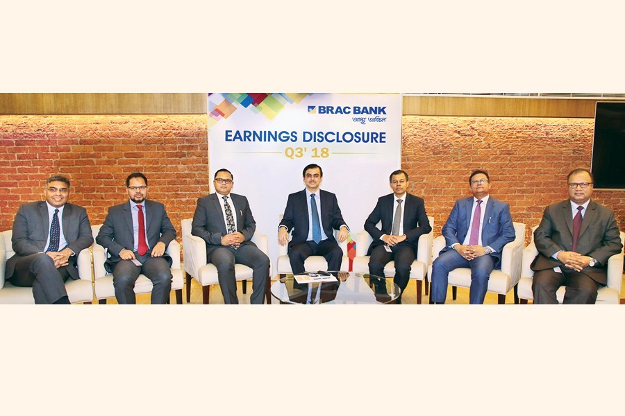 Managing Director and CEO of BRAC Bank Limited Selim R. F. Hussain presenting the financial results at a programme in the city on Wednesday