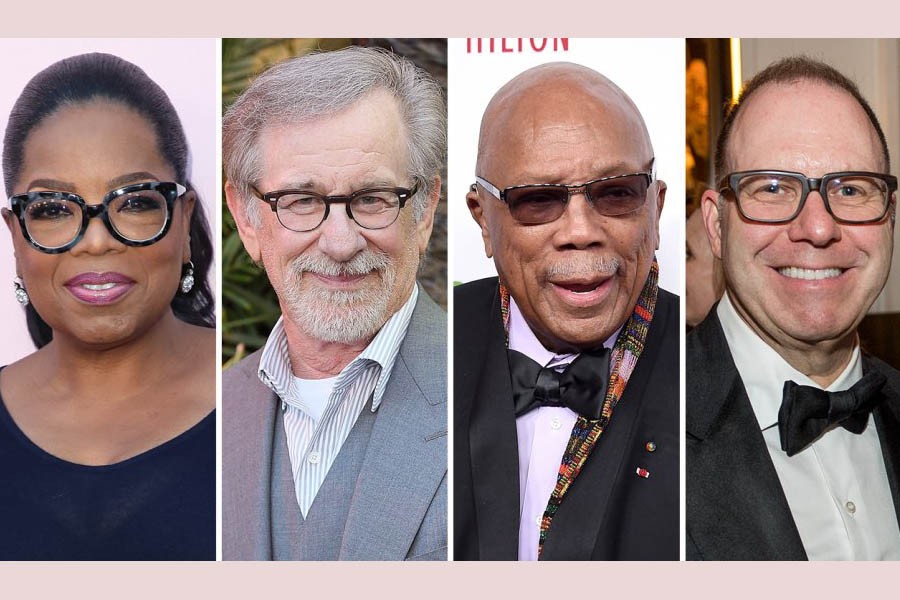 Oprah Winfrey, Steven Spielberg, Quincy Jones and Scott Sanders. Photo: Collected