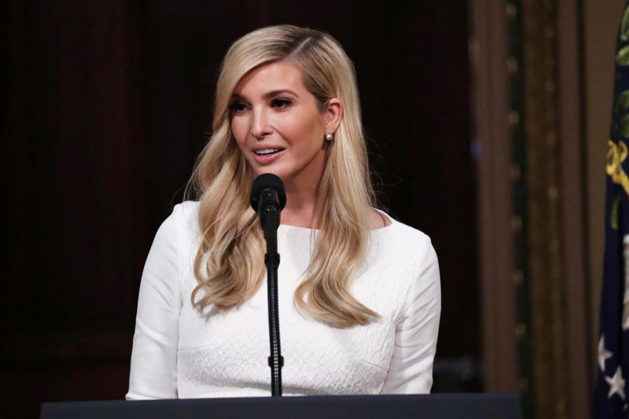 A file photo showing White House senior adviser Ivanka Trump speaking at the annual meeting on ‘Interagency Task Force to Monitor and Combat Trafficking in Persons’ at White House in Washington 	— Reuters