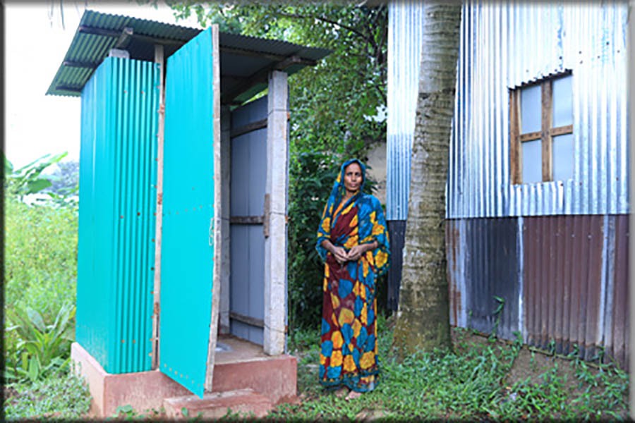 A latrine constructed on a small piece of land and at a low cost by PKSF. Photo: PKSF website