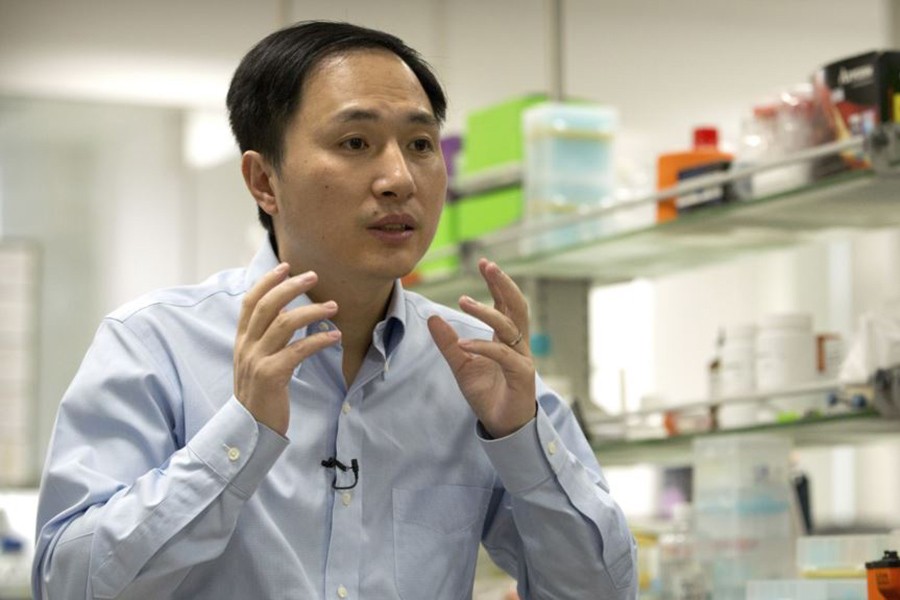 Scientists He Jiankui speaks during an interview at a laboratory in Shenzhen in southern China. Photo: Collected