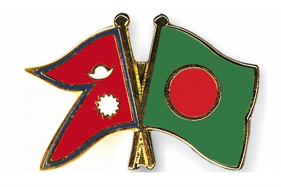 Flags of Bangladesh and Nepal are seen cross-pinned in this photo symbolising friendship between the two nations — Collected