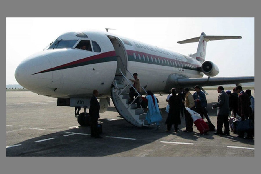 Passengers boarding a Biman flight. File photo