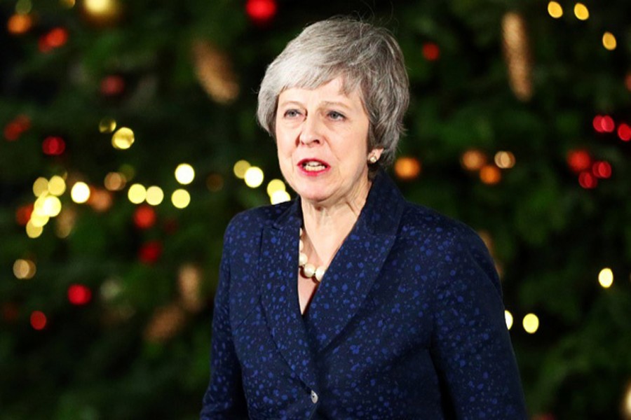 Britain's Prime Minister Theresa May speaks outside 10 Downing Street after a confidence vote by Conservative Party Members of Parliament (MPs), in London, Britain, December 12, 2018. Reuters
