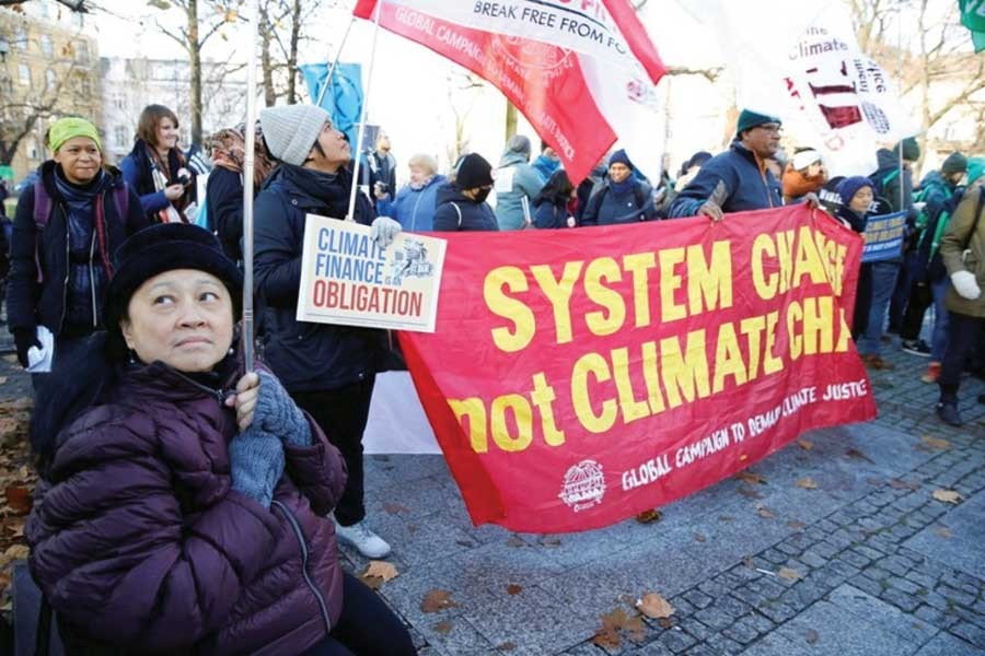 Protesters took part in the March for the Climate on the streets of Katowice on December 08, 2018. The COP24 UN Climate Change Conference 2018 was held in Katowice of Poland in December. 	—Reuters