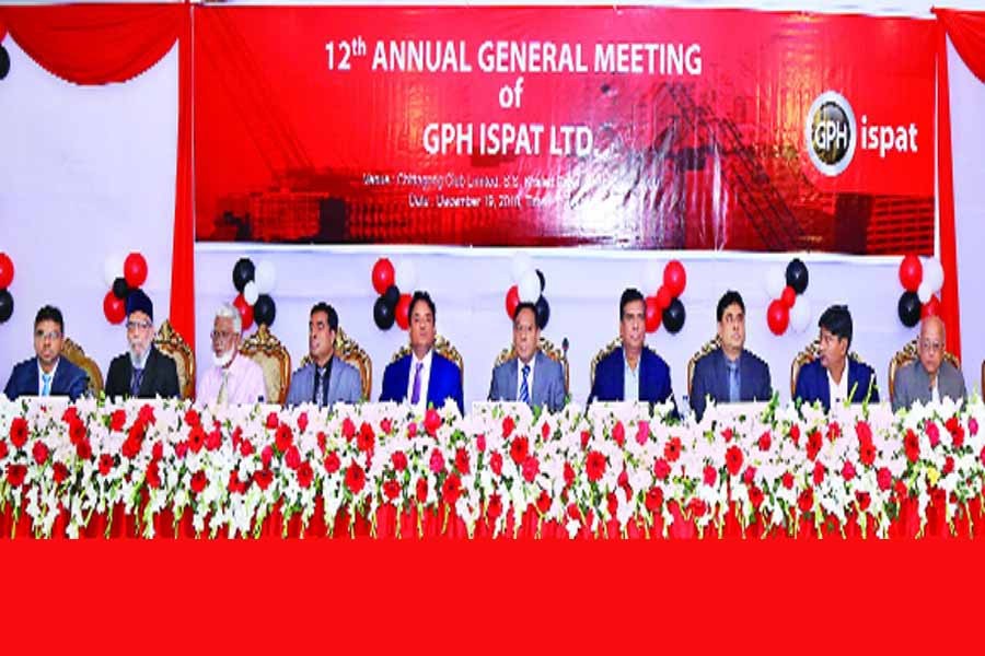 Mohammed Alamgir Kabir, Chairman of GPH Ispat Limited presiding over the 12th AGM of the company at Chittagong Club on Wednesday