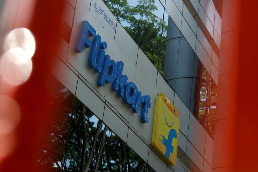 The logo of India's e-commerce firm Flipkart is seen on the company's office in Bengaluru, India, April 12, 2018. Reuters/Files