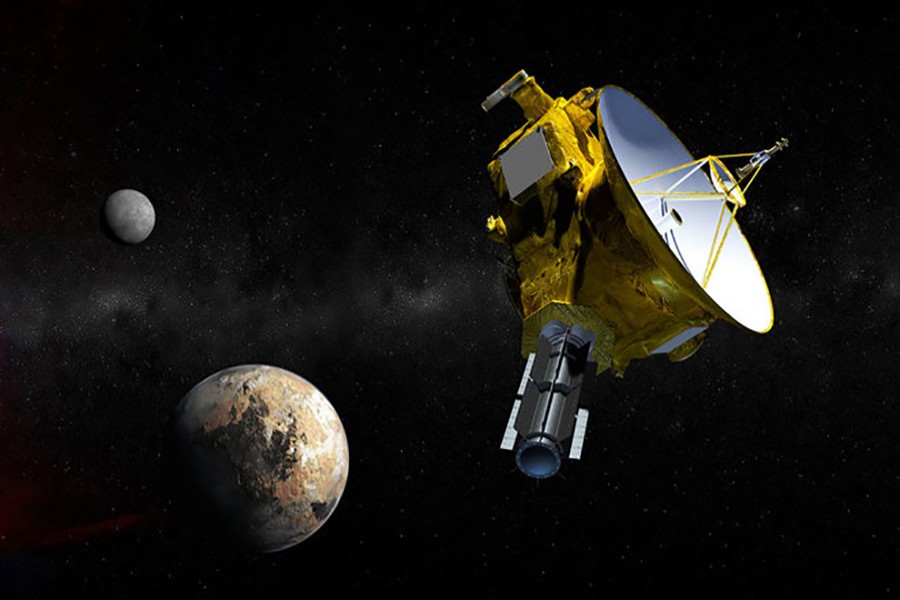 Artist's concept of NASA’s New Horizons probe cruising through the Pluto system on July 14, 2015. Photo: NASA