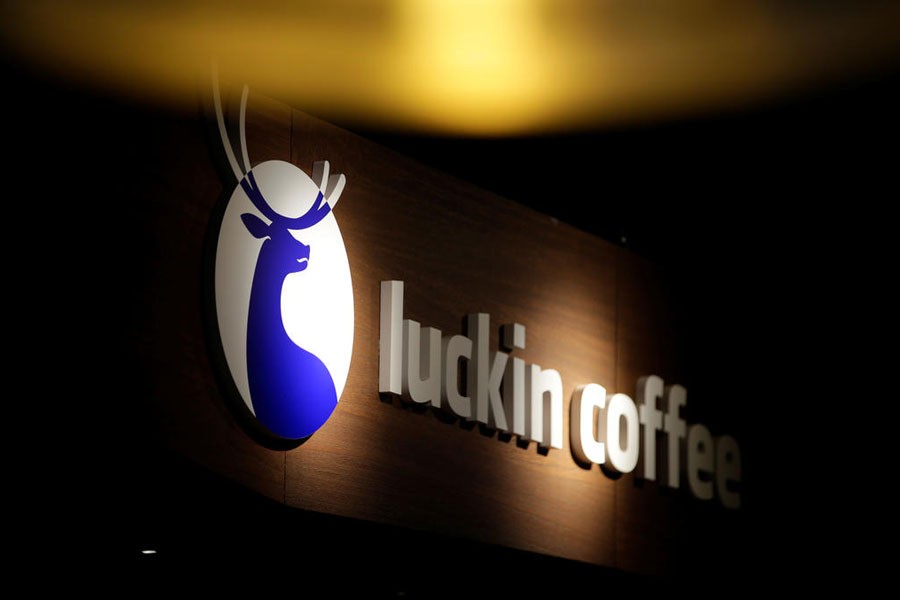 A logo is seen at a Luckin Coffee store in Beijing - Photo: Reuters