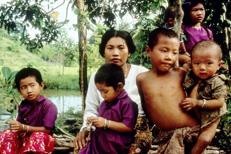 Chakma  family from the Chittagong  Hill Tracts in Bangladesh