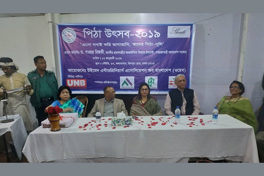 Women Entrepreneurs Association of Bangladesh (WEAB) is holding a ‘Pitha Festival’ in Kalabagan on Saturday, Jan 12, 2019. Photo: UNB