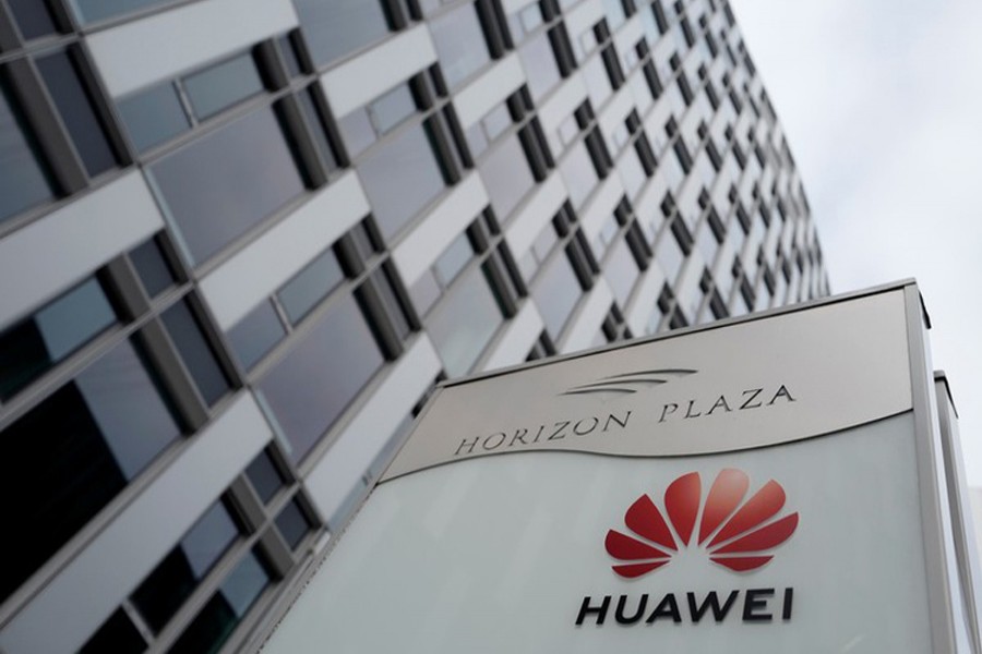 The logo of Huawei is seen in front of the local offices of Huawei in Warsaw, Poland, January 11, 2019. Reuters